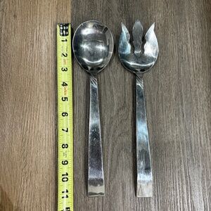 Kaysons Japan Large Salad Fork & Spoon Serving Set Stainless 11 1/4"‎ Vintage